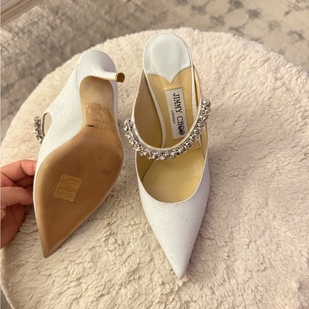 Jimmy Choo White Bing 100 crystal-embellished mules - Picture 5 of 6